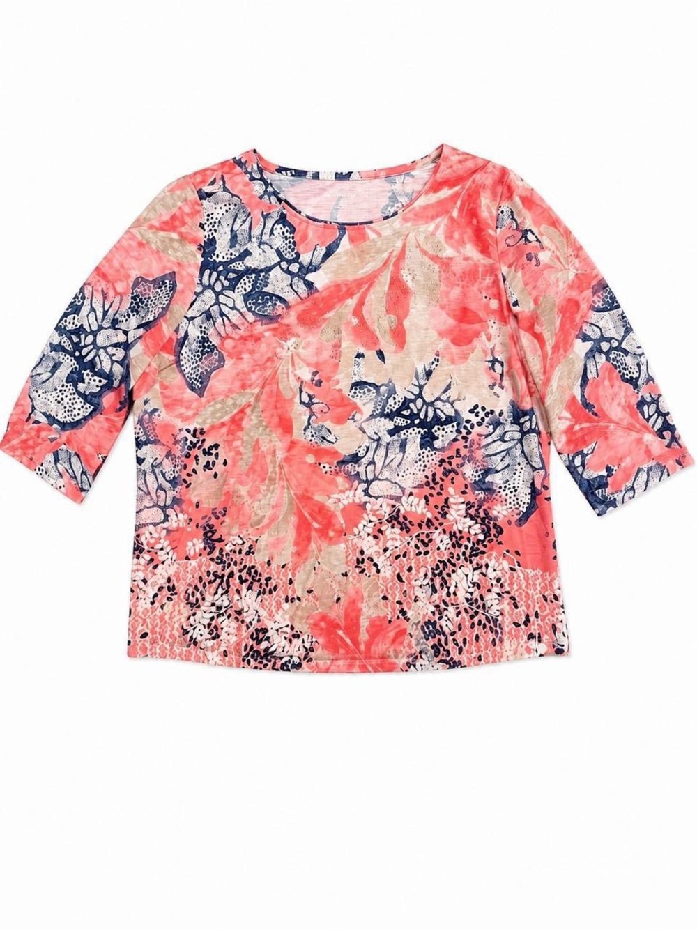 Allison Daley Coral Floral Print Long Sleeve Tee